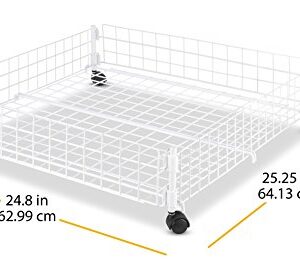 Whitmor Rolling White Wire Underbed Cart