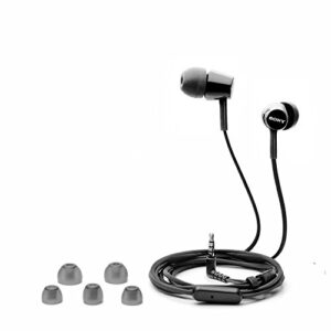 Sony MDREX155AP in-Ear Earbud Headphones/Headset with mic for Phone Call, Black (MDR-EX155AP/B)