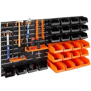 best choice products 38x21.25in 44-piece wall mounted peg board, garage storage rack, tool organizer w/ 28 storage bins, 14 accessories, 110lb capacity