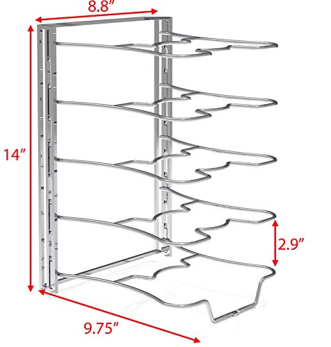 Simple Houseware 5 Adjustable Pot and Pan Organizer Rack, Chrome