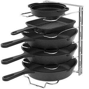 simple houseware 5 adjustable pot and pan organizer rack, chrome