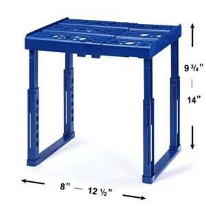 Tools for School Height & Width Adjustable Locker Shelf - Strong ABS Plastic - Width Adjusts from 8"-12.5" & Height Adjusts from 10"-14" - Patented Design - Beware of Cheap IMITATIONS - (Blue)
