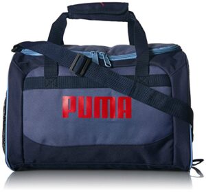 puma unisex child evercat transformation duffel bags, navy/red, one size us