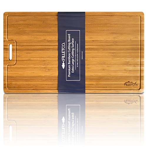 Pureboo Premium Organic Extra Large Bamboo Cutting Board/Serving Tray/Chueteria - 31.5"W x 18"D x 0.75"H - XL Drip Groove - Heavy Duty Chopping Board - Butcher Block