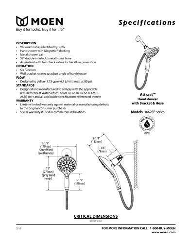 Moen Engage Magnetix Oil Rubbed Bronze Six-Function 5.5-Inch Handheld Showerhead with Magnetic Docking System, 3662EPORB