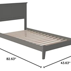 Atlantic Furniture AR8611009 Madison Platform Bed with Open Foot Board, Twin XL, Grey