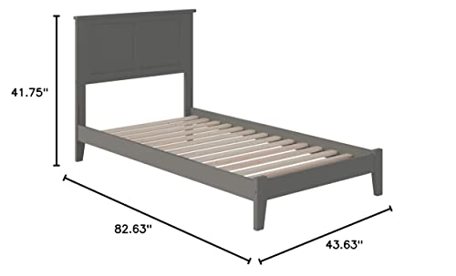 Atlantic Furniture AR8611009 Madison Platform Bed with Open Foot Board, Twin XL, Grey