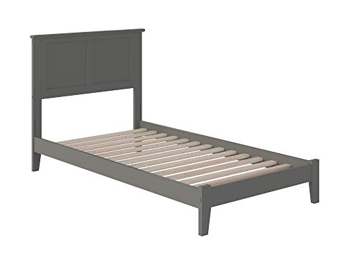 Atlantic Furniture AR8611009 Madison Platform Bed with Open Foot Board, Twin XL, Grey