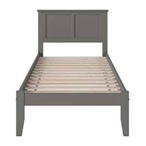 Atlantic Furniture AR8611009 Madison Platform Bed with Open Foot Board, Twin XL, Grey