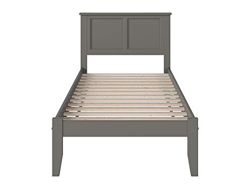 Atlantic Furniture AR8611009 Madison Platform Bed with Open Foot Board, Twin XL, Grey