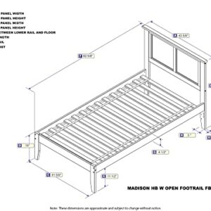 Atlantic Furniture AR8611009 Madison Platform Bed with Open Foot Board, Twin XL, Grey