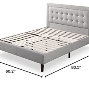 Zinus Dachelle Upholstered Platform Bed Frame / Mattress Foundation / Wood Slat Support / No Box Spring Needed / Easy Assembly, Queen