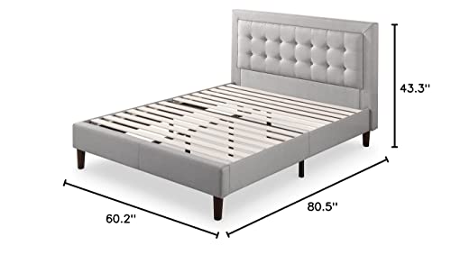 Zinus Dachelle Upholstered Platform Bed Frame / Mattress Foundation / Wood Slat Support / No Box Spring Needed / Easy Assembly, Queen