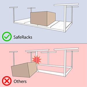 SafeRacks Overhead Garage Storage Rack - Heavy Duty Racks for Garage with 400 lb Capacity, Easy Garage Shelving, Adjustable Storage Rack, Ceiling Mount Storage Shelves 3x6 White (24"-45")