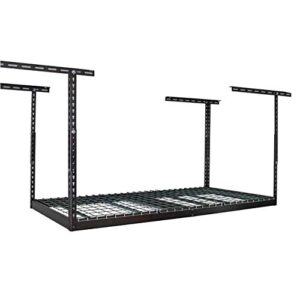 monsterrax overhead garage storage rack - heavy duty racks for garage with 400 lb capacity, easy garage shelving, adjustable storage rack, ceiling mount storage shelves 3x6 hammertone (12"-45")