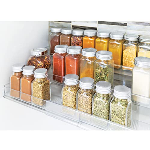 iDesign 64140 iDesign Linus Plastic Expandable Multi-Level Spice Rack, 3-Tiered Customizable Organizer for Kitchen, Bathroom, Office Cabinet and Countertop, 26.29" x 9.50" x 4.11" extended, Clear