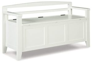 signature design by ashley charvanna farmhouse wood storage bench with lift top, white