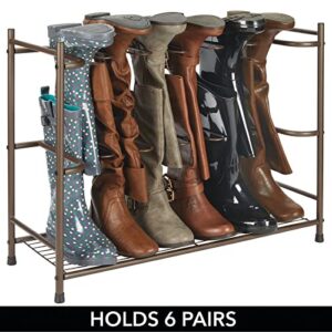 mDesign Boot Storage and Organizer Rack, Space-Saving Holder for Rain Boots, Riding Boots, Dress Boots - Holds 6 Pairs - Sleek, Modern Design, Sturdy Steel Construction - Espresso Brown