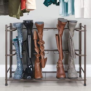 mDesign Boot Storage and Organizer Rack, Space-Saving Holder for Rain Boots, Riding Boots, Dress Boots - Holds 6 Pairs - Sleek, Modern Design, Sturdy Steel Construction - Espresso Brown