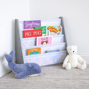 Humble Crew, Grey/White Kids Book Rack Storage Bookshelf, 4 Tiers