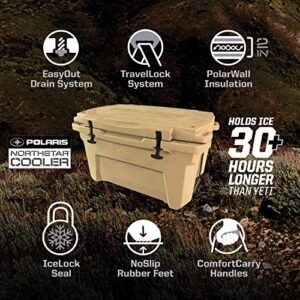 Polaris Northstar 60 Quart Cooler, Portable Ice Chest, Durable, Lockable, Keeps Ice Cold Longer, Easy to Carry, Tie-Down Cooler for Off-Road, Camping, Hunting, Fishing, Picnics, Beverages - 2883425