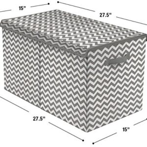 Sorbus Toy Chest with Flip-Top Lid, Kids Collapsible Storage for Nursery, Playroom, Closet, Home Organization, Large (Pattern - Chevron Gray)