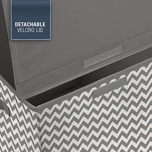 Sorbus Toy Chest with Flip-Top Lid, Kids Collapsible Storage for Nursery, Playroom, Closet, Home Organization, Large (Pattern - Chevron Gray)