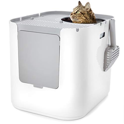 Modkat XL Litter Box, Top or Front-Entry Configurable, Includes Scoop and Liners - White