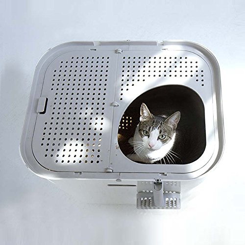 Modkat XL Litter Box, Top or Front-Entry Configurable, Includes Scoop and Liners - White