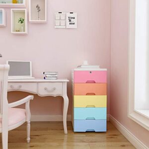 Nafenai Plastic Cabinet 5 Drawers Storage Dresser,Small Closet Drawers Organizer Unit for Clothes,Toys,Bedroom,Playroom,Colorful