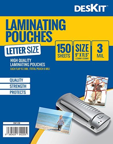 Deskit Hot Thermal Laminating Pouches, Provide Durability, 3mil, 9 x 11 in. Laminating Sheets 150 Pack