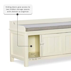 Linon Micah White Storage Bench