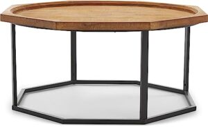 amazon brand – stone & beam aire rustic octagonal fir wood coffee table, 39.5"w, black & natural