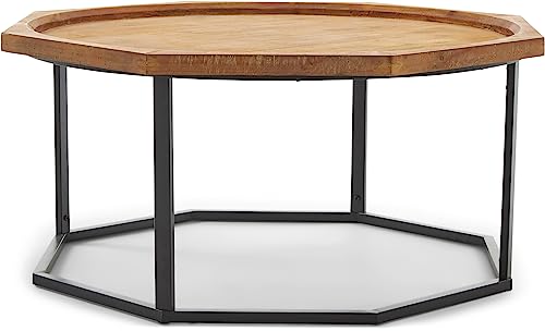 Amazon Brand – Stone & Beam Aire Rustic Octagonal Fir Wood Coffee Table, 39.5"W, Black & Natural