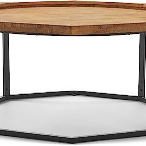 Amazon Brand – Stone & Beam Aire Rustic Octagonal Fir Wood Coffee Table, 39.5"W, Black & Natural
