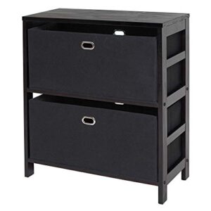 winsome torino 3-pc set shelf w fabric baskets storage and organization, espresso/black