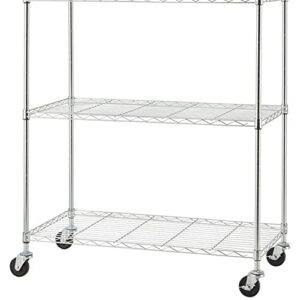 TRINITY Basics EcoStorage TBFZ-0933 5 Tier 36 x 18 x 76 Inch Adjustable Wire Shelving with Wheels for Home, Kitchen, Garage, or Business Use, Chrome