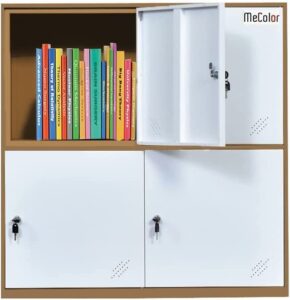 kids living room locker 4 door metal locker small size storage for school bags shoes and toy (white)