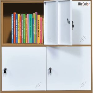 Kids Living Room Locker 4 Door Metal Locker Small Size Storage for School Bags Shoes and Toy (White)