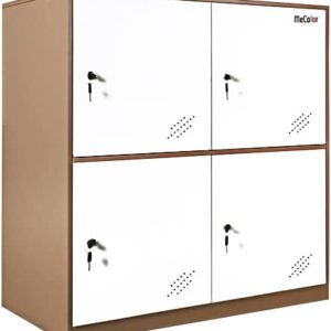Kids Living Room Locker 4 Door Metal Locker Small Size Storage for School Bags Shoes and Toy (White)