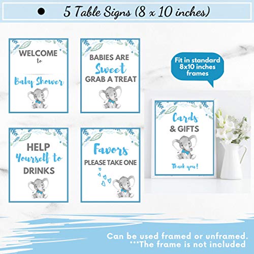 166 Piece Baby Shower Decorations for Boy, Elephant Style | It's A BOY | Garland Bunting Banner, Paper Lanterns, Honeycomb Balls | Tissue Paper Fans | Blue Grey White