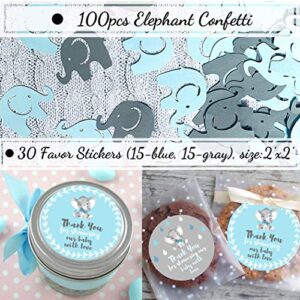 166 Piece Baby Shower Decorations for Boy, Elephant Style | It's A BOY | Garland Bunting Banner, Paper Lanterns, Honeycomb Balls | Tissue Paper Fans | Blue Grey White