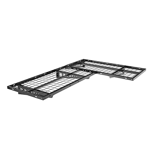 FLEXIMOUNTS 2-Pack 2x4ft Corner Wall Shelving Garage Storage Rack, 24-inch-by-48-inch Floating Shelves, Black