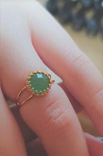 14k Gold Filled Jade Ring Gemstone Natural Stone Princess Setting