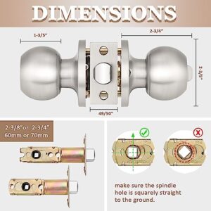 Probrico（3 Pack Entry Door Knob Keyed Alike,Satin Nickel Finish Door Lock Handle,Entry Door Lock/Ball Door knobs with Lock and Same Key,Entrance Knob[Lock with 3 Combo Keys] for Office or Front Door