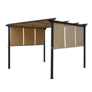 christopher knight home dione outdoor steel framed 10' gazebo, beige/brown