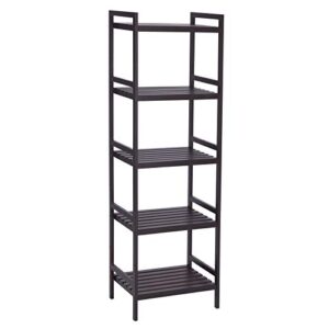 songmics adjustable storage shelf rack, 5-tier multifunctional shelving unit stand tower, bookcase for bathroom living room kitchen 17.7 x 12.4 x 55.9 inches, holds up to 132 lb, brown ubcb75br