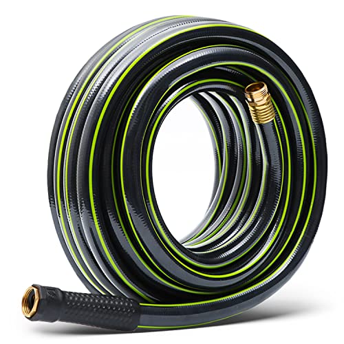 Worth Garden 3/4 x 25ft Water Hose - Durable Non Kinking Garden Hose - PVC Material with Brass Hose Fittings - Flexible Hose for Household and Professional Use