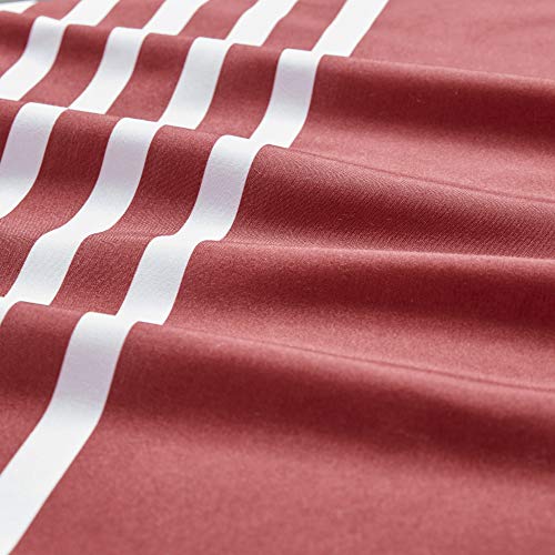 Comfort Spaces Twin Comforter Sets with Sheets - Bed in a Bag 6 Pieces Teen Bedding Sets Twin, Red and Grey Stripes Bedding Twin, College Twin Bed Set with 2 Side Pockets Bedroom Organizer