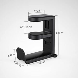 PC Gaming Headset Headphone Hook Holder Hanger Mount, Headphones Stand with Adjustable & Rotating Arm Clamp, Under Desk Design, Universal Fit, Built in Cable Clip Organizer EURPMASK